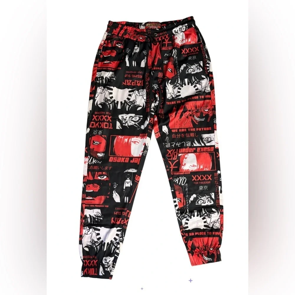 NWT-Medium Mens Bold Graphic Print Jogger / Gym  Pants Tokyo drift style print